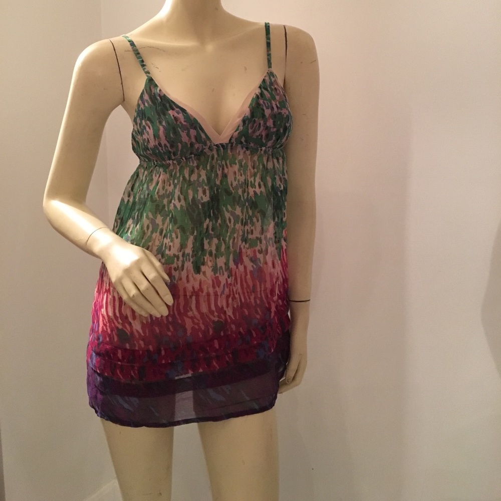 Camisole tunic water color Sheer multicolored tank